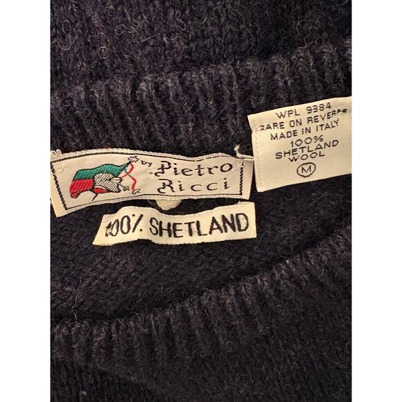 Vintage Italian 100% Shetland Wool Striped Sweater. Size Men's Medium - Picture 2 of 8